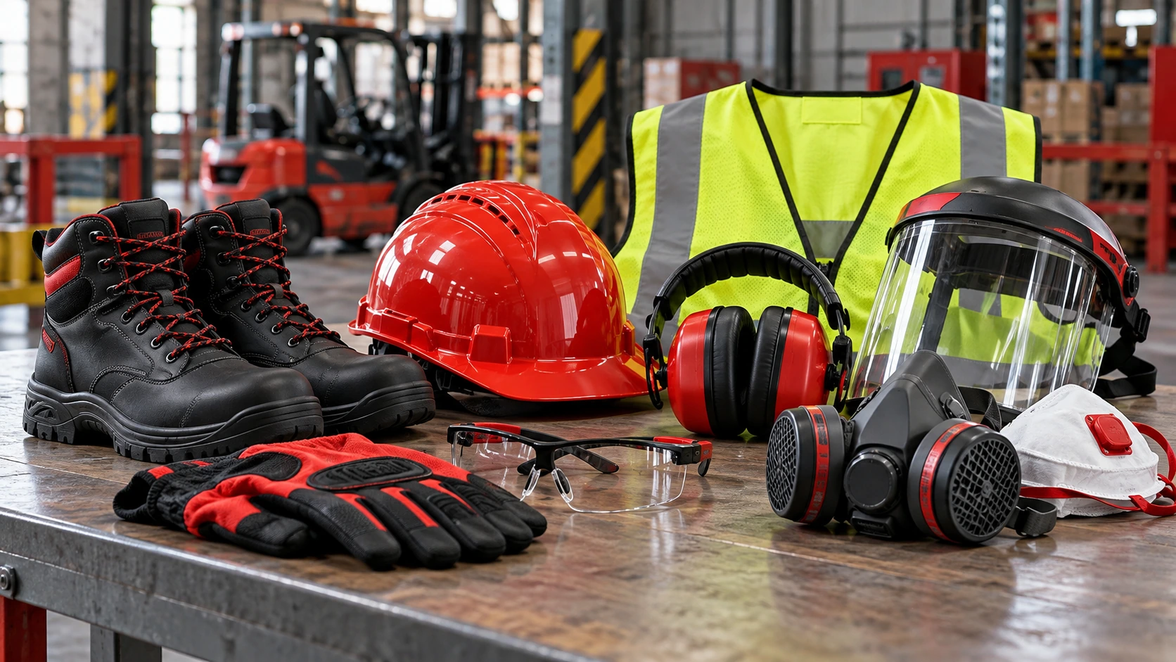 Illustrative marketing image of workplace personal protective equipment